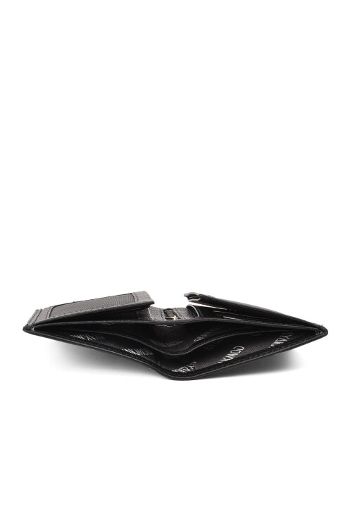 ايكمودمحفظة رجالية من الجلد الطبيعي باللون الأسود 8006