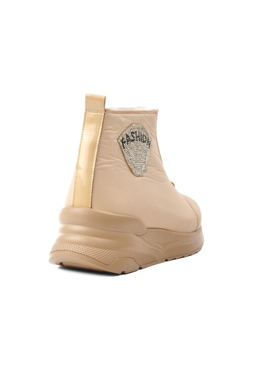 Beige Narrow Fit Womens Snow Boots 1321 Z