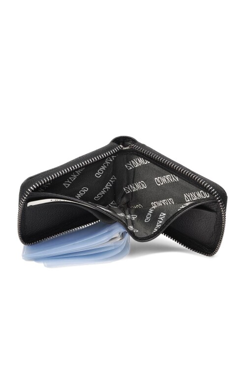 ايكمودمحفظة رجالية من الجلد الطبيعي باللون الأسود 9523