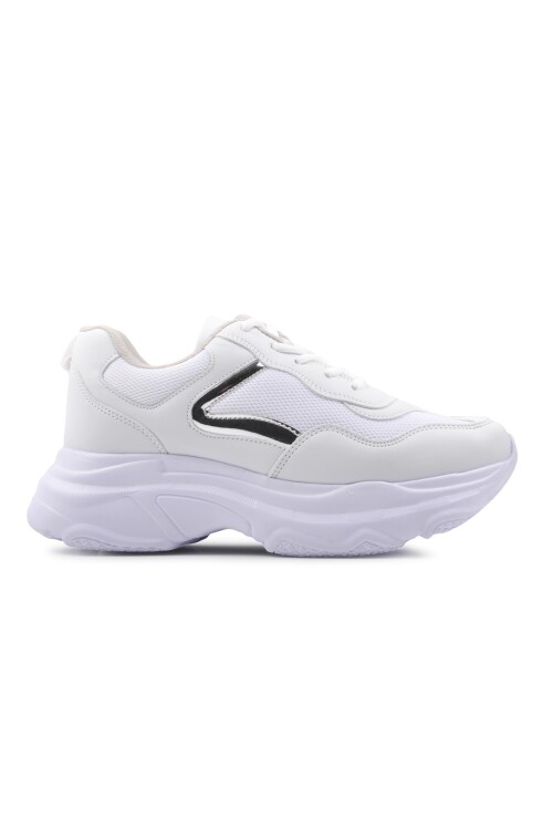 حذاء رياضي نسائي أبيض برباط BST-053 G