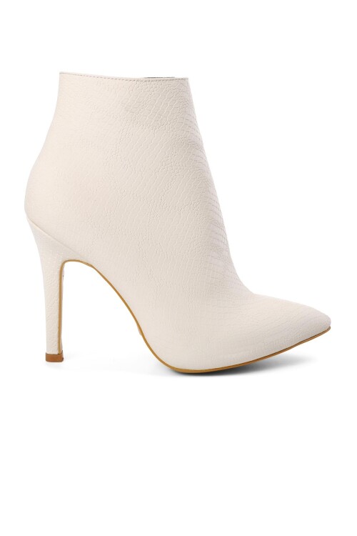 Beyaz Saten Yılan  Kadın Bot K1034 Z