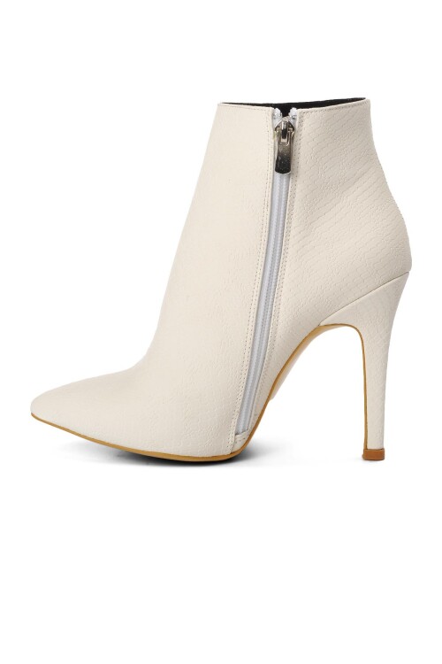 Beyaz Saten Yılan  Kadın Bot K1034 Z