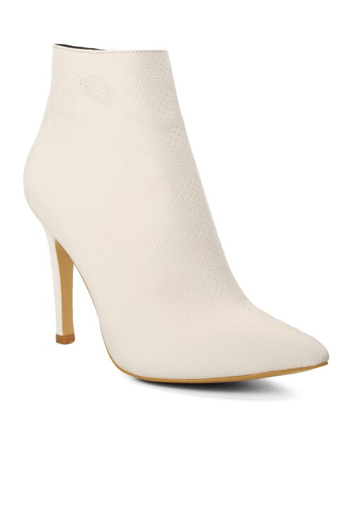 Beyaz Saten Yılan  Kadın Bot K1034 Z