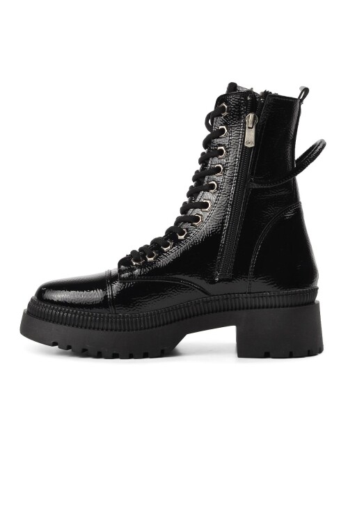 Siyah Bağcıklı Fermuarlı Kadın Bot K9085 Z