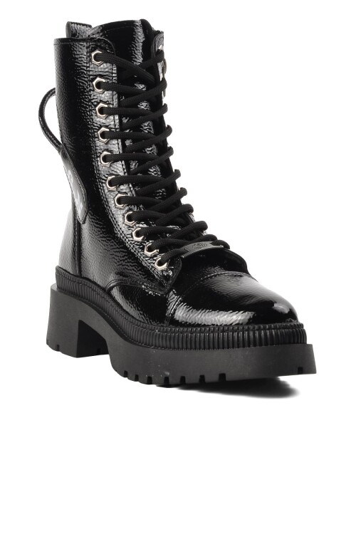 Siyah Bağcıklı Fermuarlı Kadın Bot K9085 Z