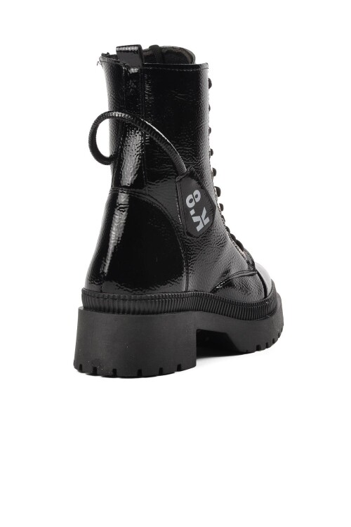 Siyah Bağcıklı Fermuarlı Kadın Bot K9085 Z