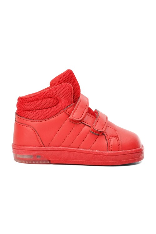 Kırmızı Cırtlı Çocuk Bilek Boy Sneaker Pepe Uzun-B