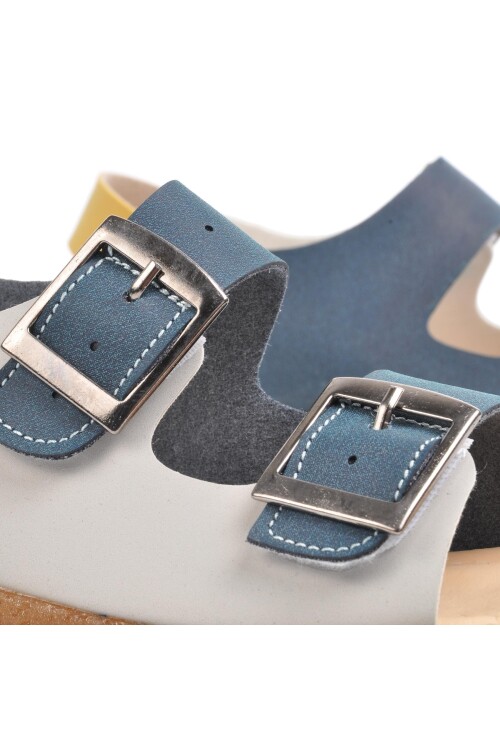 صندل تقويمي للعظام للأولاد باللون الأزرق الداكن والخردلي 006 F