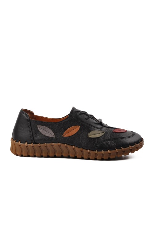 Black-Red Genuine Leather Womens Casual Shoes 2010709Y Z