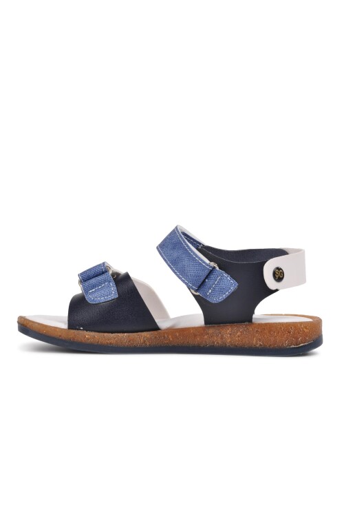 AyakmodNavy Blue White Orthopedic Boy's Sandals 210109 Ç