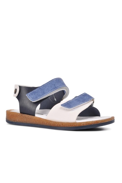 AyakmodNavy Blue White Orthopedic Boy's Sandals 210109 Ç