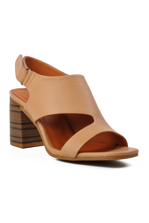 Nude Genuine Leather Womens Heeled Sandals 2108502Y Z