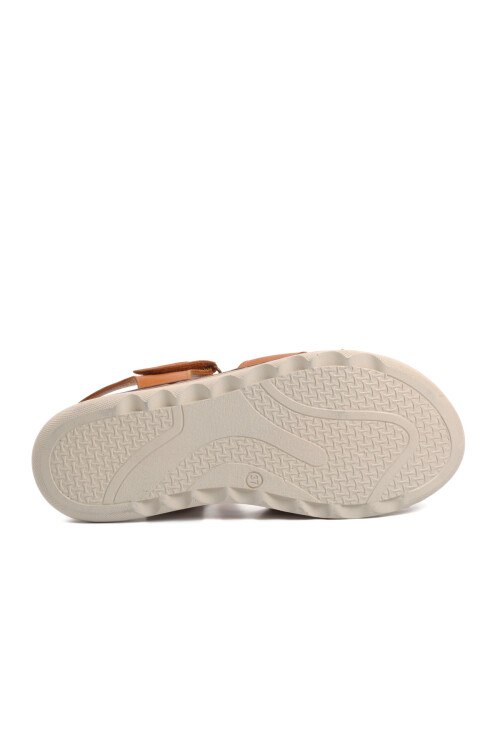 صندل مسطح نسائي من الجلد الطبيعي باللون البني 22981709 Z