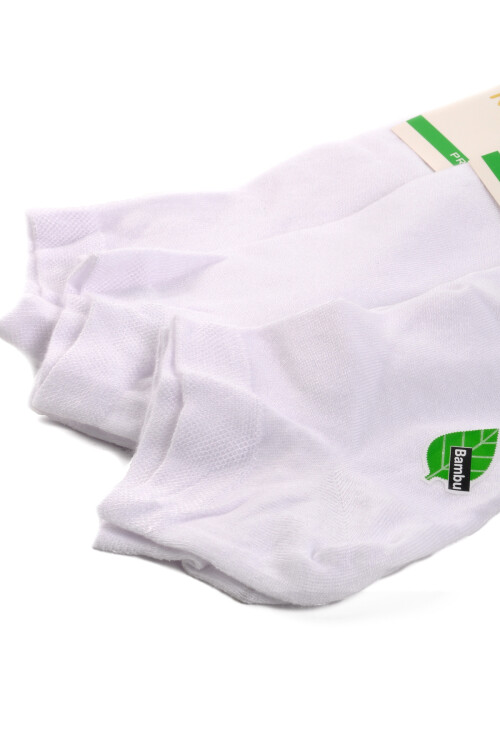 AyakmodWhite Bamboo Unisex 3-Pack Ankle Socks 24K004