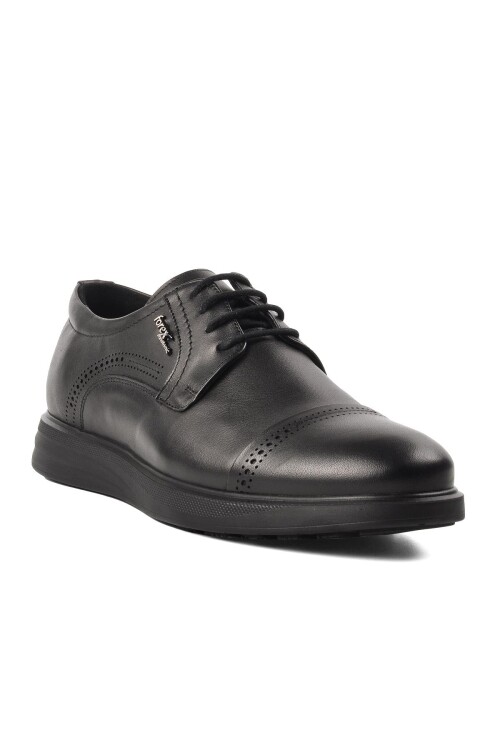 حذاء كاجوال رجالي من الجلد الطبيعي باللون الأسود 2918 م