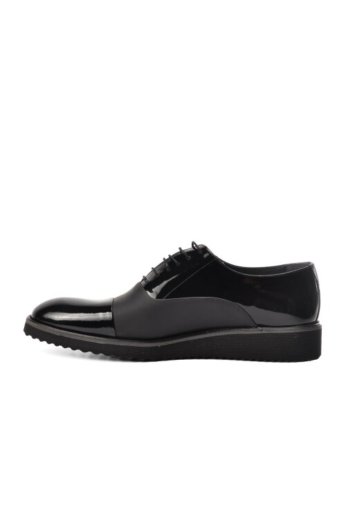 Black Patent Leather-Matte Black Genuine Leather Mens Classic Shoes 6590-BM (Big No)