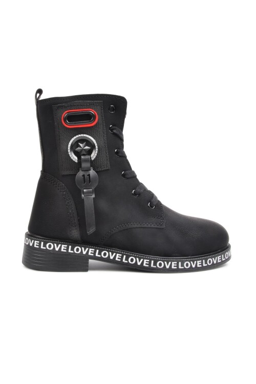 ايكمودحذاء أسود زمردي بسحاب للبنات 7085 F