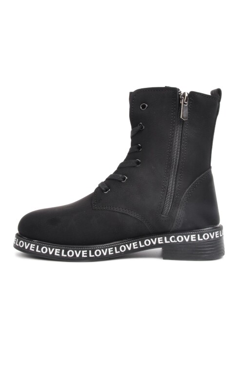 ايكمودحذاء أسود زمردي بسحاب للبنات 7085 F