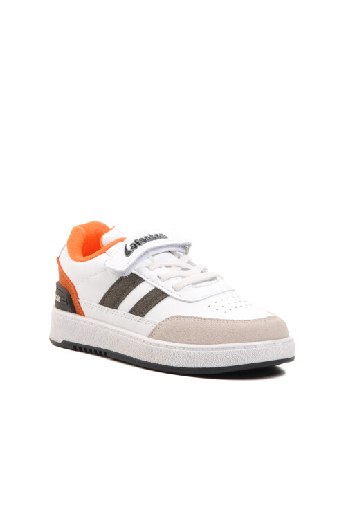 حذاء رياضي للأطفال باللون الأبيض والبرتقالي الجليدي 725-24K P