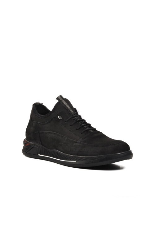 حذاء كاجوال رجالي من جلد النوبوك الأسود 7347 M