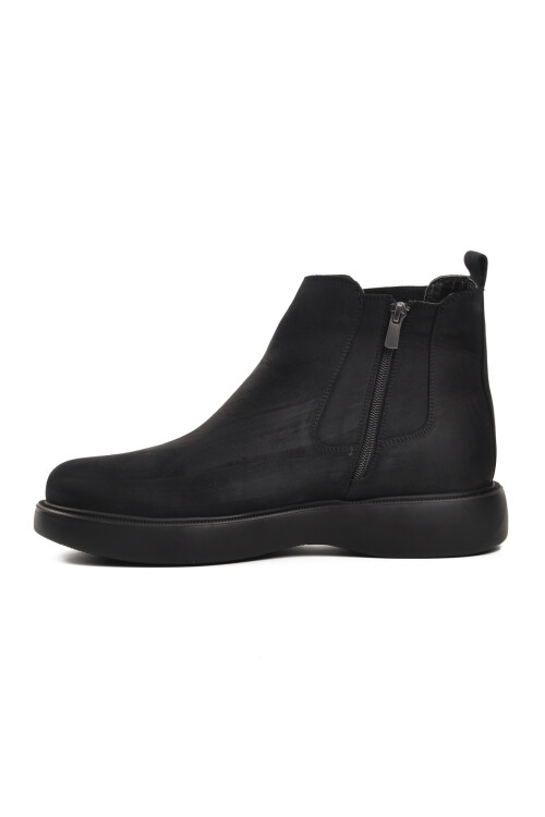 Black Nubuck Genuine Leather Mens Chelsea Boots 77188 M