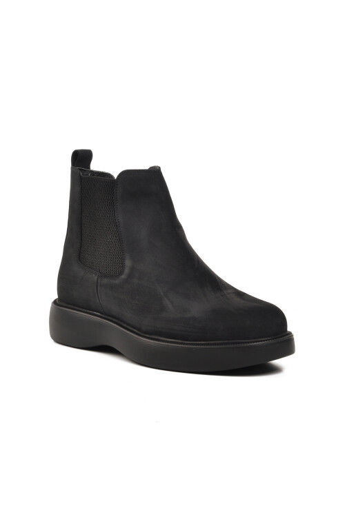Black Nubuck Genuine Leather Mens Chelsea Boots 77188 M