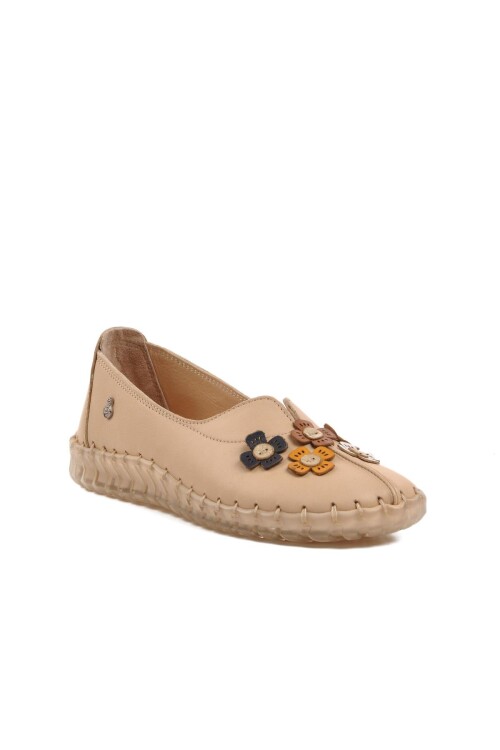 Bej Hakiki Deri Anatomik Kadın Casual Ayakkabı 9032 Z