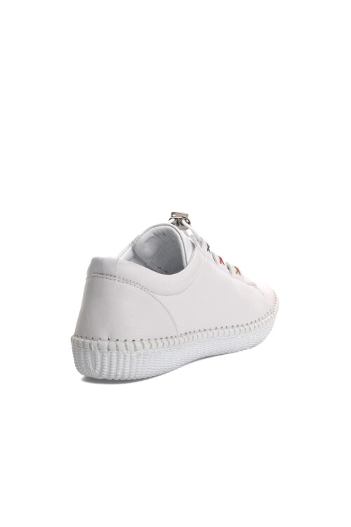 حذاء كاجوال نسائي تشريحي من الجلد الطبيعي باللون الأبيض 9035 Z