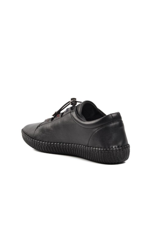 حذاء كاجوال نسائي تشريحي من الجلد الطبيعي باللون الأسود 9035 Z