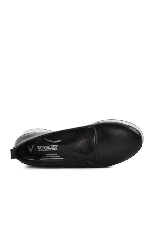 حذاء كاجوال نسائي تشريحي من الجلد الطبيعي باللون الأسود 9091 Z