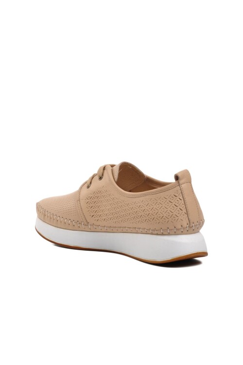 حذاء كاجوال نسائي تشريحي من الجلد الطبيعي باللون البيج 9096-1 Z