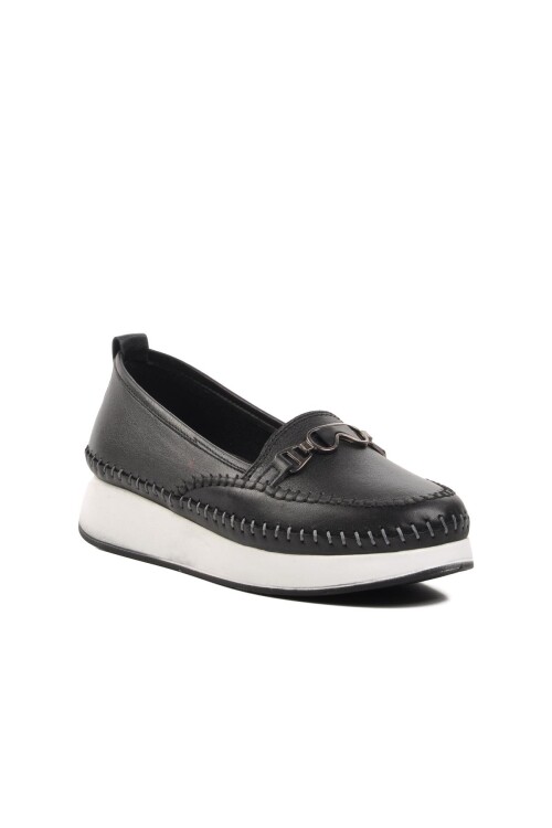 VoyagerSiyah Hakiki Deri Anatomik Kadın Casual Ayakkabı 9101 Z