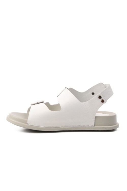 صندل نسائي من الجلد الطبيعي باللون الأبيض 9166 Z