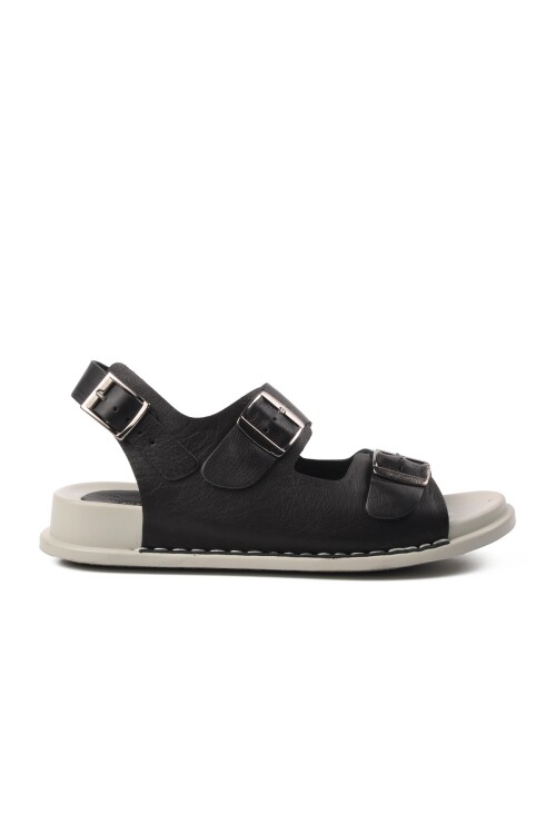 صندل نسائي من الجلد الطبيعي باللون الأسود 9166 Z