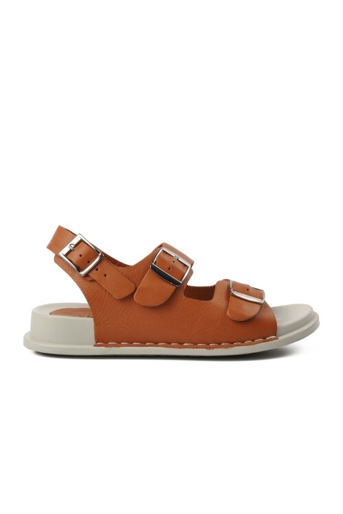 صندل نسائي من الجلد الطبيعي باللون البني 9166 Z