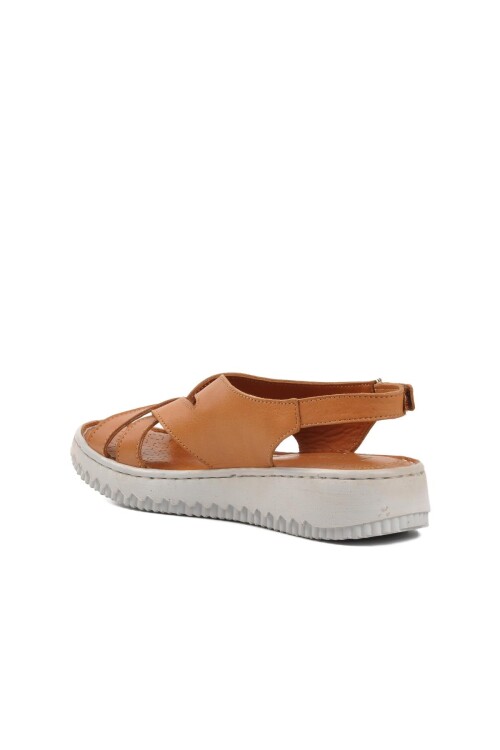 صندل نسائي من الجلد الطبيعي باللون البني 9261 Z