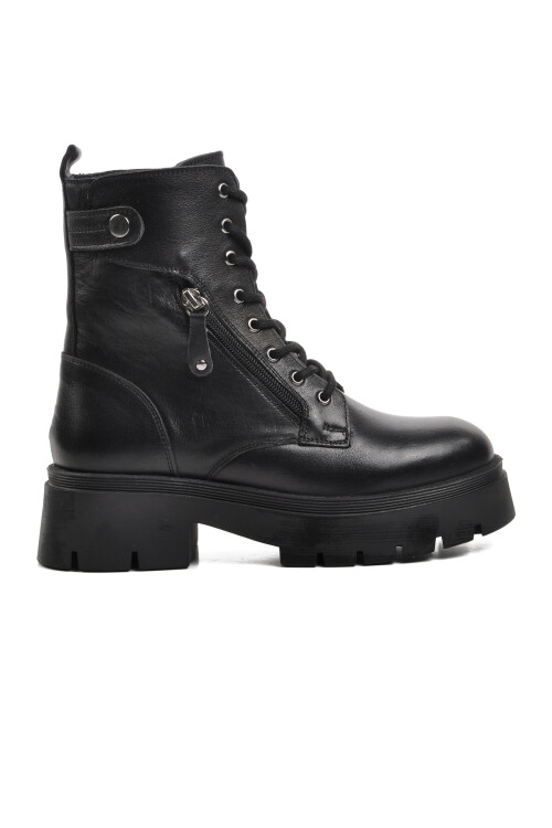 حذاء نسائي تشريحي من الجلد الطبيعي باللون الأسود 9301 Z