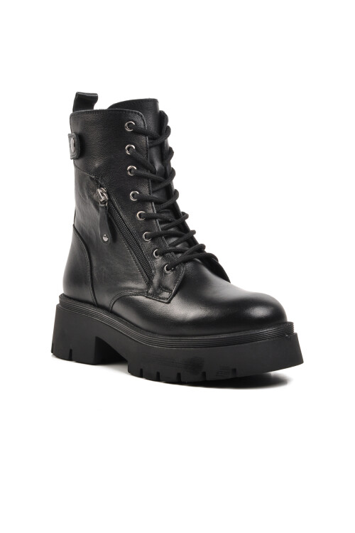 حذاء نسائي تشريحي من الجلد الطبيعي باللون الأسود 9301 Z