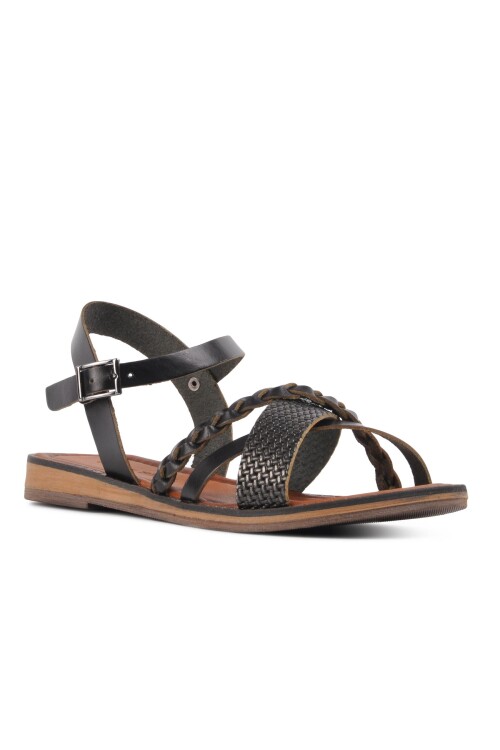 Black Womens Flat Sandals R10015 Z