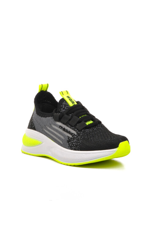 Black-White-Fluorescent Yellow Childrens Sneakers Ravello P
