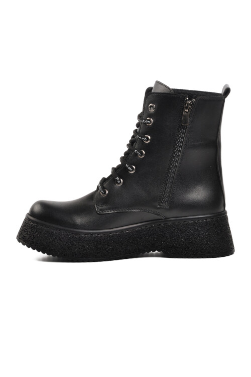 Siyah Bağcıklı Fermuarlı Kadın Bot 145-01 Z