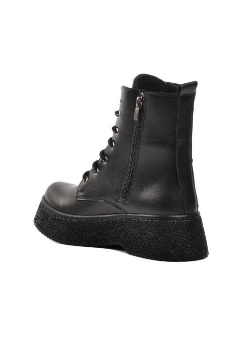 Siyah Bağcıklı Fermuarlı Kadın Bot 145-01 Z