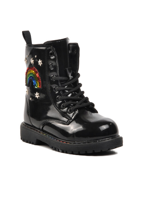 Siyah Bağcıklı Fermuarlı Kız Çocuk Bot 1527 P