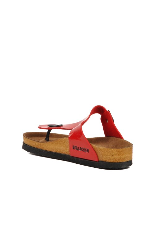 شبشب نسائي من الجلد اللامع باللون الأحمر 221303 Z