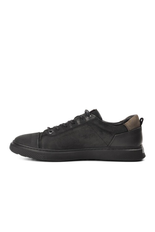 230306 Black Genuine Leather Mens Sneakers