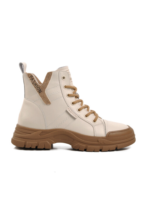 Beige Polar Fleece Womens Boots 23K310-14 Z