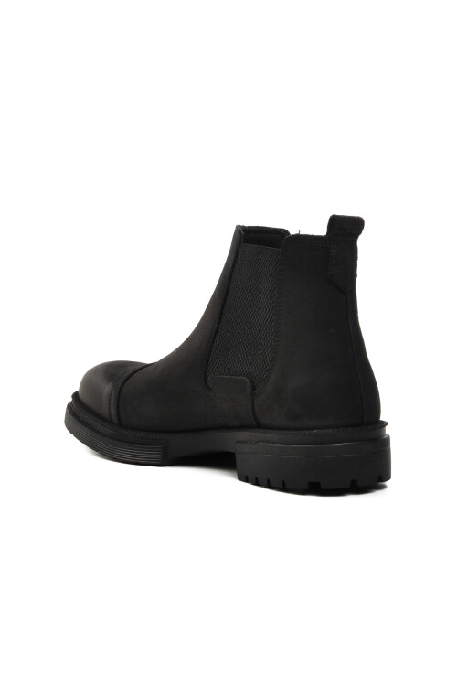 حذاء تشيلسي رجالي من الجلد الطبيعي باللون الأسود 240006 M