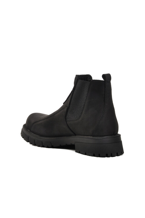 حذاء تشيلسي رجالي من الجلد الطبيعي باللون الأسود 240026 M