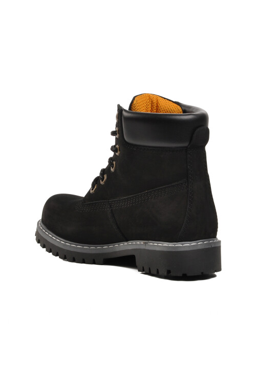 Black Nubuck Water Repellent Genuine Leather Unisex Boots 240602 G