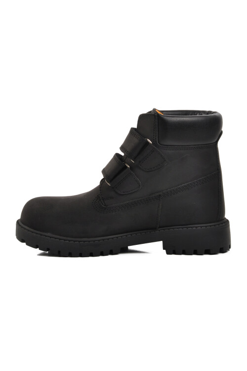Black Nubuck Genuine Leather Childrens Boots 240850 F